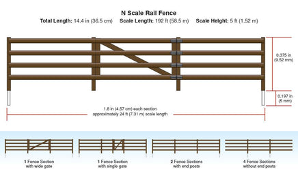 N Woodland Rail Fence 2992 - MPM Hobbies