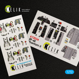 1/72 Kelik RF-4E Phantom II interior 3D decals for Hasegawa kit