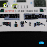 1/72 Reskit F-16 CJ (Block 50) interior 3D decals for Tamiya kit - MPM Hobbies