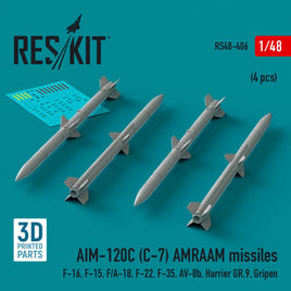 1/48 Reskit AIM-120C (C-7) AMRAAM missiles (4 pcs) (3D Printed) - MPM Hobbies