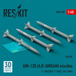 1/48 Reskit AIM-120 (A,B) AMRAAM missiles (4 pcs) (3d Printed) - MPM Hobbies