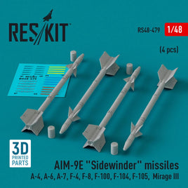 1/48 Reskit AIM-9E Sidewinder missiles (4 pcs) (3D Printed) - MPM Hobbies