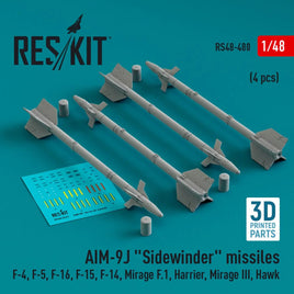 1/48 Reskit AIM-9J Sidewinder missiles (4 pcs) (3D Printed) - MPM Hobbies