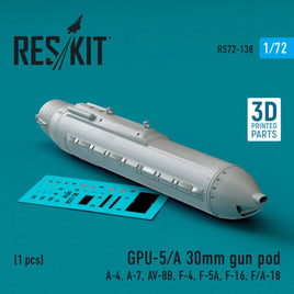 1/72 Reskit GPU-5/A 30mm gun pod (1 pcs) (3D Printed) - MPM Hobbies