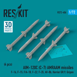 1/72 Reskit AIM-120C (C-7) AMRAAM missiles (4 pcs) (3D Printed) (1/72) - MPM Hobbies