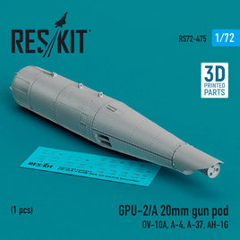 1/72 Reskit GPU-2/A 20mm gun pod (1 pcs) (3D Printed) - MPM Hobbies