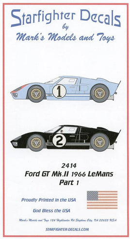 1/24 Starfighter Decals Ford GT MK.II LeMans 1966 Pt.1 Cars 1&2