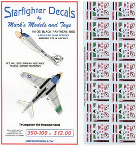 1/350 Starfighter Decals - VA-35 Black Panthers 1980