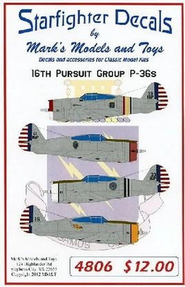 1/48 Starfighter Decals - P36s 16th Pursuit Group - MPM Hobbies