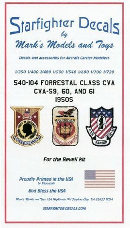 1/540 Starfighter Decals - USS Forrestal Class CVA Markings 1960's until retirement