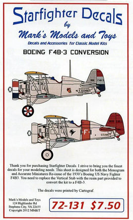 1/72 Starfighter Decals - F4B-3 Conversion - MPM Hobbies