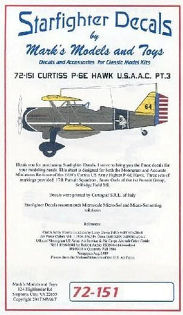 1/72 Starfighter Decals - Curtiss P-6E Hawk USAAC Part 3 Snow Owls - MPM Hobbies