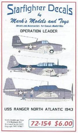 1/72 Starfighter Decals - Operation Leader USS Ranger 1943 - MPM Hobbies