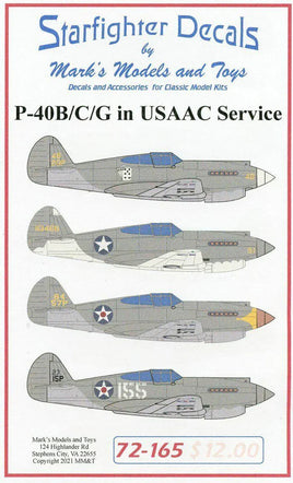1/72 Starfighter Decals - P-40B/C/G in USAAF Service - MPM Hobbies