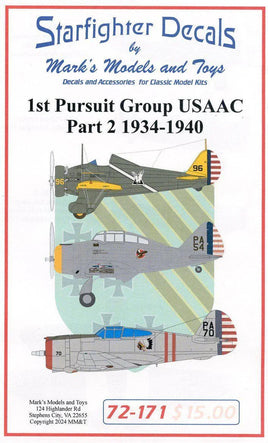 1/72 Starfighter Decals - 1st Pursuit Group Part 2 1934-39 - MPM Hobbies
