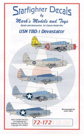 1/72 Starfighter Decals USN TBD-1 Devastators