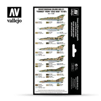 Vallejo 17ml Set of 8 Soviet/Russian colors MiG-21 “Fishbed” from 50’s to 90’s - 71607