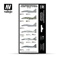 Vallejo 17ml Set of 8 Soviet/Russian colors MiG-29 “Fulcrum” from 80’s to present - 71605