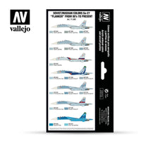 Vallejo 17ml Set of 8 Soviet/Russian colors Su-27 “Flanker” from 80’s to present - 71602