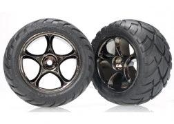 Traxxas Tires & wheels, assembled (Tracer 2.2" black chrome wheels, Anaconda® 2.2" tires with foam inserts) (2) (Bandit rear) 2478A - MPM Hobbies