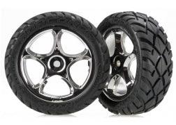 Traxxas Tires & wheels, assembled (Tracer 2.2" chrome wheels, Anaconda® 2.2" tires with foam inserts) (2) (Bandit front) 2479R - MPM Hobbies