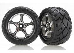 Traxxas Tires & wheels, assembled (Tracer 2.2" chrome wheels, Anaconda® 2.2" tires with foam inserts) (2) (Bandit rear) 2478R - MPM Hobbies