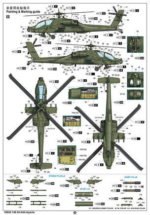 1/48 Trumpeter AH-64A Apache Helicopter Plastic Model Kit - MPM Hobbies