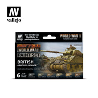 Vallejo Set of 6 (17ml) WWII British Armour & Infantry - 70204