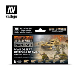 Vallejo Set of 6 (17ml) WWII Desert British & German Armour & Infantry - 70208