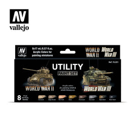 Vallejo Set of 8 (17ml) Utility Paint Set WWII & WWIII - 70201