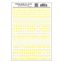 Woodland Numbers Gothic R.R. Decal Yellow 730 - MPM Hobbies