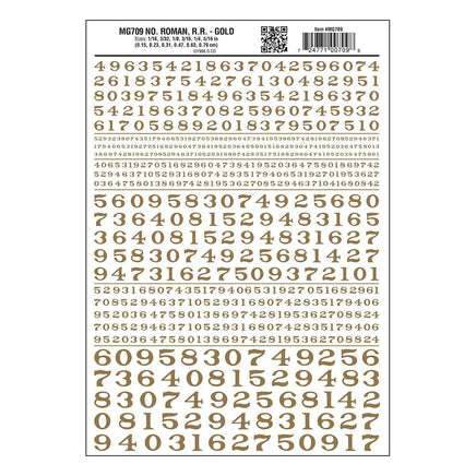 Woodland Numbers Roman R.R. Decal Gold 709 - MPM Hobbies