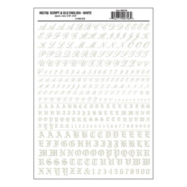 Woodland Script & Old English Decal White 756 - MPM Hobbies