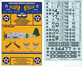 1/48 Yellow Wings Decals SB2U-2 Vindicator VB-4 & VB-72