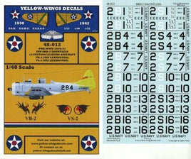 1/48 Yellow Wings Decals SBD-2 Dauntless VB-2 & VS-2