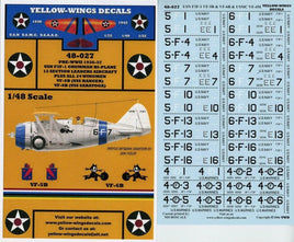 1/48 Yellow Wings Decals USN F3F-1 Bi-Plane VF-5B & VF-6B
