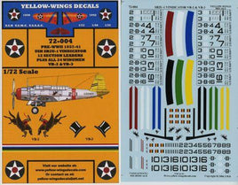1/72 Yellow Wings Decals USN SB2U-1 Vindicator VB-2 & VB-3
