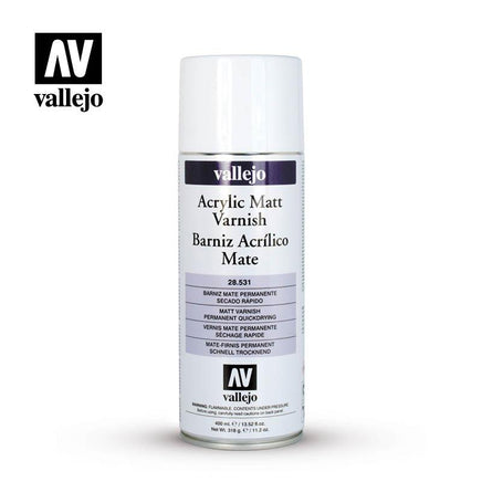 28.531 Vallejo Acrylic Matt Spray Varnish 400ml.