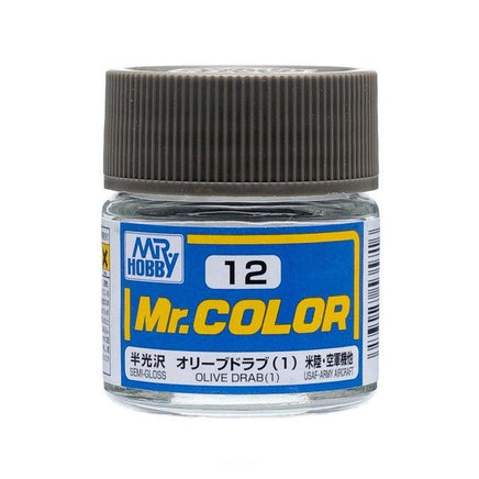C12 Mr. Color Semi-Gloss Olive Drab 10ml - MPM Hobbies