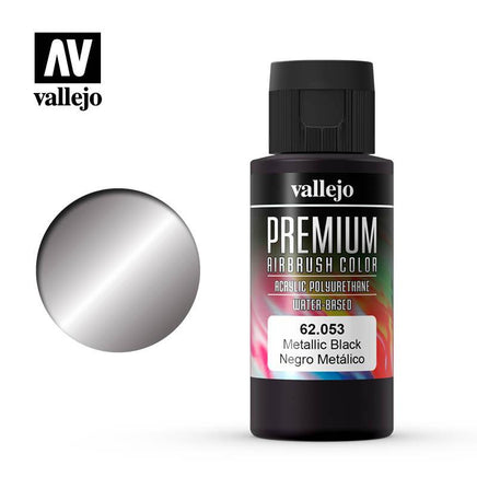 Vallejo Premium Airbrush Color Metallic Black 60ml - MPM Hobbies