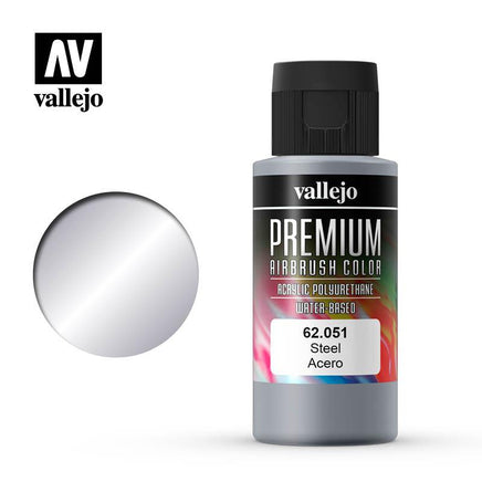 Vallejo Premium Airbrush Color Steel 60ml - MPM Hobbies
